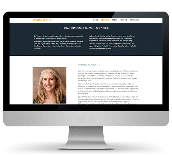 Website Sandra Keisers, Berufscoaching